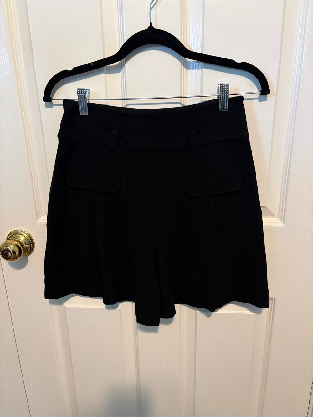 Diane Von Furstenberg Black A-Line Tailored Skort with Flap Pockets